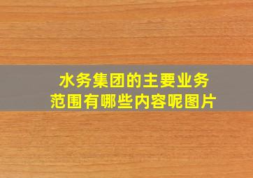 水务集团的主要业务范围有哪些内容呢图片