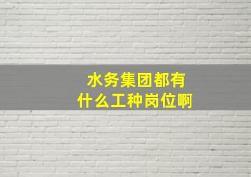 水务集团都有什么工种岗位啊