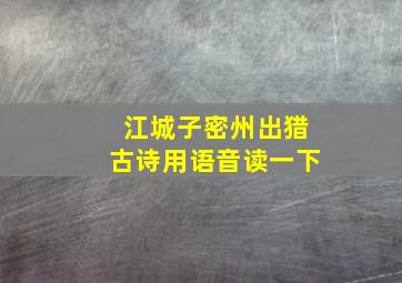 江城子密州出猎古诗用语音读一下