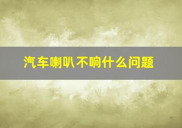 汽车喇叭不响什么问题