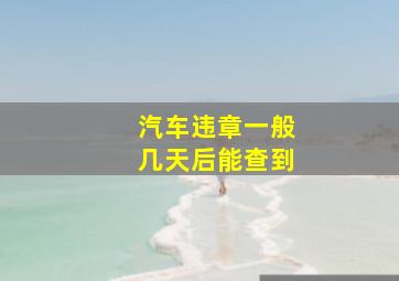 汽车违章一般几天后能查到