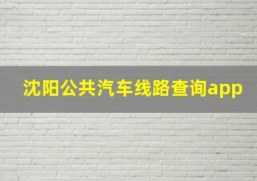 沈阳公共汽车线路查询app