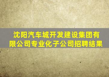 沈阳汽车城开发建设集团有限公司专业化子公司招聘结果