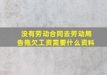 没有劳动合同去劳动局告拖欠工资需要什么资料