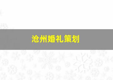 沧州婚礼策划