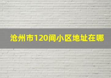 沧州市120间小区地址在哪