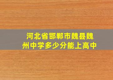 河北省邯郸市魏县魏州中学多少分能上高中