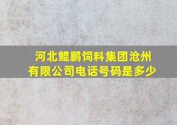 河北鲲鹏饲料集团沧州有限公司电话号码是多少