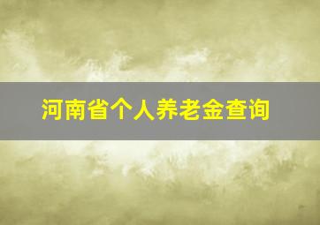 河南省个人养老金查询