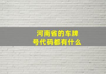 河南省的车牌号代码都有什么