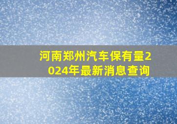 河南郑州汽车保有量2024年最新消息查询