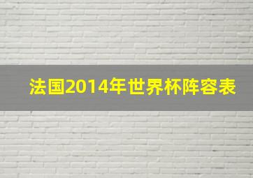 法国2014年世界杯阵容表