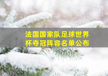 法国国家队足球世界杯夺冠阵容名单公布