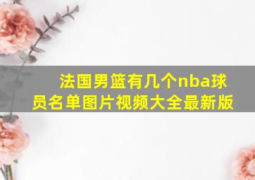 法国男篮有几个nba球员名单图片视频大全最新版