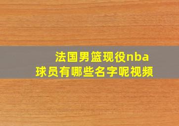 法国男篮现役nba球员有哪些名字呢视频