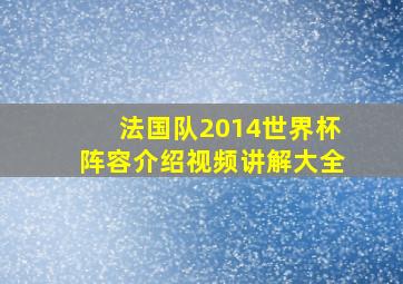 法国队2014世界杯阵容介绍视频讲解大全