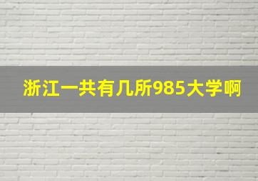 浙江一共有几所985大学啊