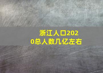 浙江人口2020总人数几亿左右