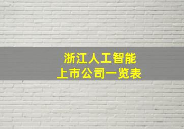 浙江人工智能上市公司一览表