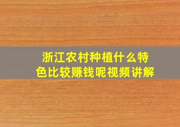 浙江农村种植什么特色比较赚钱呢视频讲解