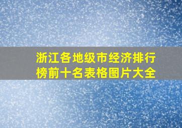 浙江各地级市经济排行榜前十名表格图片大全