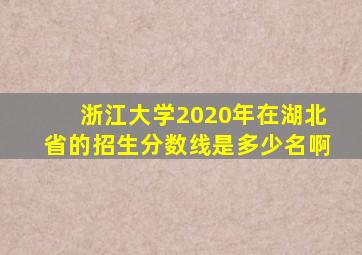 浙江大学2020年在湖北省的招生分数线是多少名啊