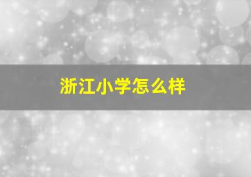 浙江小学怎么样