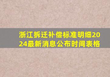 浙江拆迁补偿标准明细2024最新消息公布时间表格