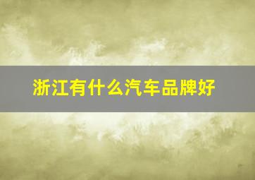 浙江有什么汽车品牌好