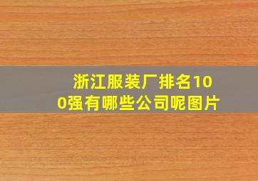 浙江服装厂排名100强有哪些公司呢图片