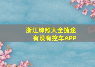 浙江牌照大全捷途有没有控车APP