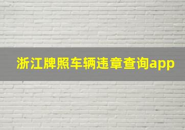 浙江牌照车辆违章查询app