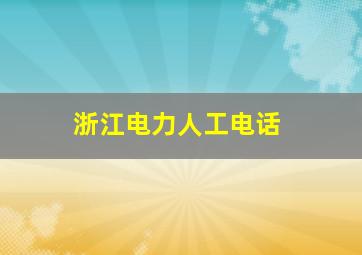 浙江电力人工电话