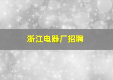 浙江电器厂招聘