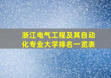 浙江电气工程及其自动化专业大学排名一览表