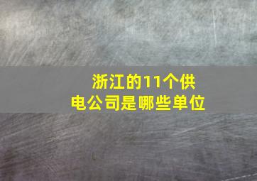 浙江的11个供电公司是哪些单位