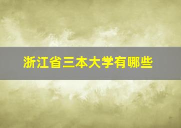 浙江省三本大学有哪些