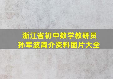 浙江省初中数学教研员孙军波简介资料图片大全