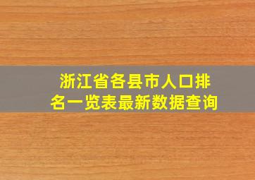 浙江省各县市人口排名一览表最新数据查询