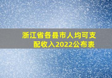 浙江省各县市人均可支配收入2022公布表