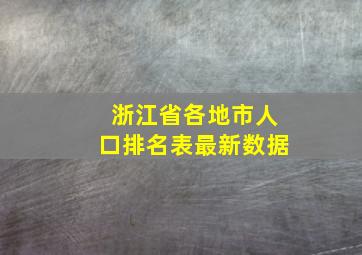 浙江省各地市人口排名表最新数据