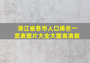 浙江省各市人口排名一览表图片大全大图高清版