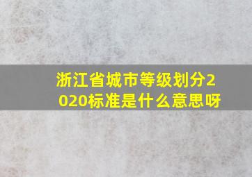 浙江省城市等级划分2020标准是什么意思呀