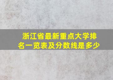 浙江省最新重点大学排名一览表及分数线是多少