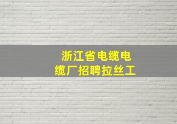 浙江省电缆电缆厂招聘拉丝工