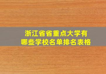 浙江省省重点大学有哪些学校名单排名表格