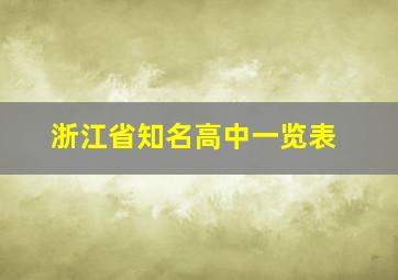 浙江省知名高中一览表