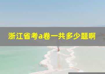 浙江省考a卷一共多少题啊