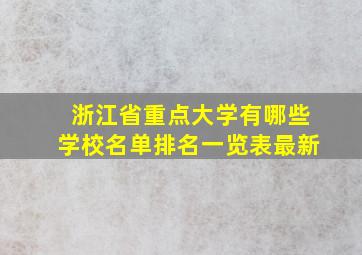 浙江省重点大学有哪些学校名单排名一览表最新