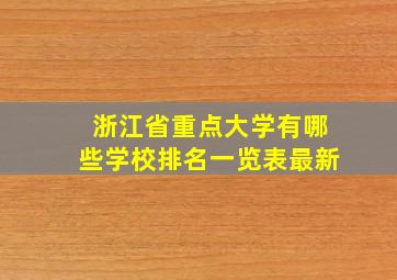 浙江省重点大学有哪些学校排名一览表最新